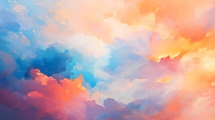 Wall Mural - Abstract Painting of a Colorful Cloudy Sky