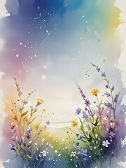 Wall Mural - Colorful landscape watercolor