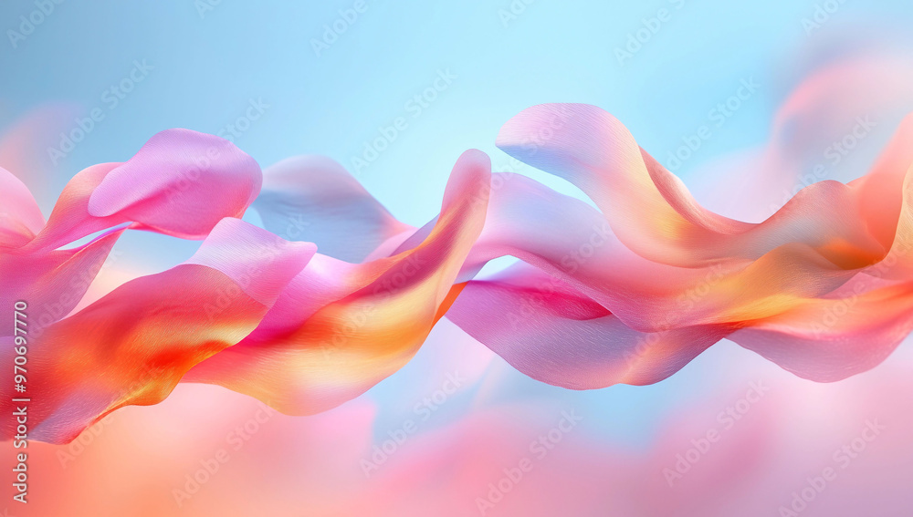 Elegant Abstract Colorful Shape Floating on a Light Blue Background ...