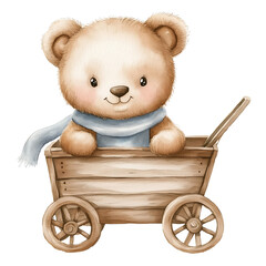 Cute baby bear with pastel blue watercolor, good for nursery or book, clip art