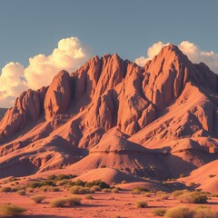 Poster - Majestic red mountains rise against a cloudy sky.