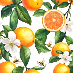 Sticker - Watercolor Orange Tree with Bees