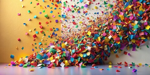 vibrant colorful confetti explosion bursting from paper edge celebration joy