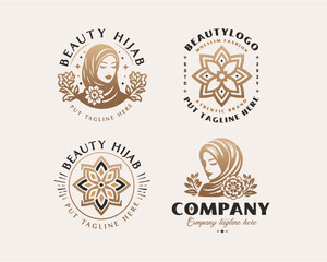 Beauty elegant hijab arabic woman logo design for business company