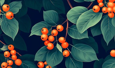 Orange Berries and Green Leaves