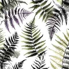 Sticker - Watercolor fern leaves pattern