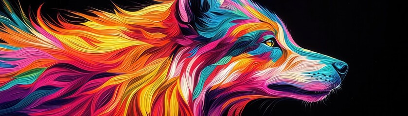 Poster - Abstract Colorful Wolf.