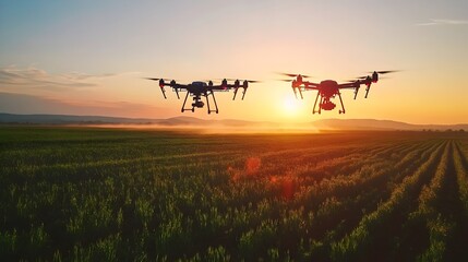 Poster - aerial drone technology revolutionizing modern agriculture with precision farming techniques in a pi