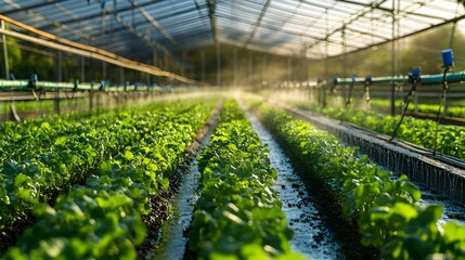 Poster - cutting-edge greenhouse technology revolutionizing sustainable agriculture practices with advanced h