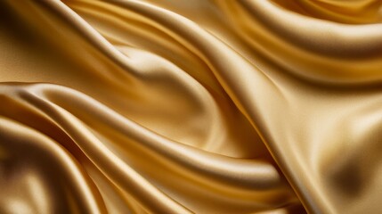 Wall Mural - Golden silk fabric draped smoothly, elegant