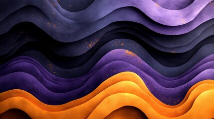 Poster - Abstract waves in purple and orange tones