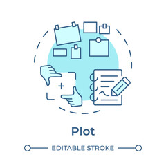 Wall Mural - Plot multi color concept icon. Story board, storytelling. Cinematography, film plot. Round shape line illustration. Abstract idea. Graphic design. Easy to use in infographic, presentation