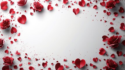 Poster - Frame for valentine day, white background, free space for text. Generative AI.