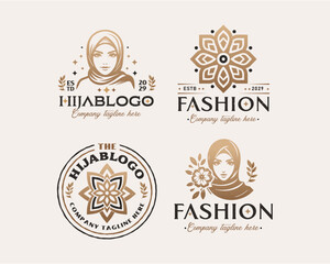 Beauty elegant hijab arabic woman logo design for business company