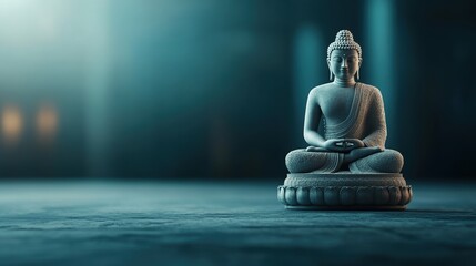 A serene Buddha statue in a tranquil setting, symbolizing peace, meditation, and spiritual enlightenment.