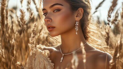 A lady with fair skin and tasteful jewellery. Product image featuring the idea of women's silver jewelry