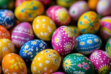 Colorful array of ornamental easter eggs for the joyous holiday celebration