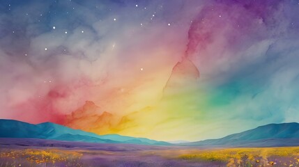 Wall Mural - watercolor flowery fields