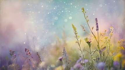Wall Mural - watercolor flowery fields
