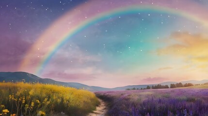 Wall Mural - watercolor flowery fields