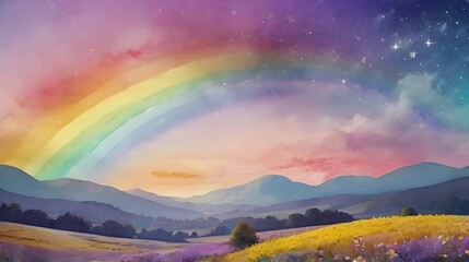 Wall Mural - watercolor flowery fields