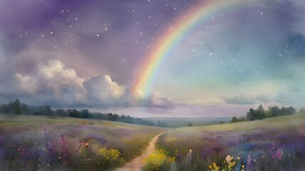 Wall Mural - watercolor flowery fields