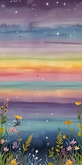 Wall Mural - pretty flower watercolor background