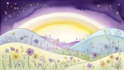 Wall Mural - Pretty flower watercolor background