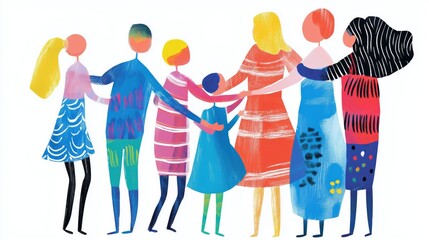 joyful family gathering: vibrant illustration for spring-themed designs