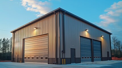 Aufkleber - Small commercial metal building. Generative AI.