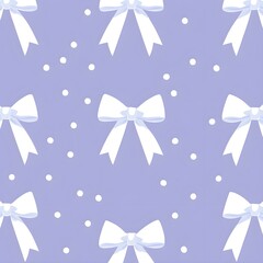 Sticker - White Bow and Purple Polka Dot Pattern