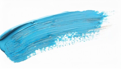 Wall Mural - Blue acrylic paint with a thick brush stroke on a white background