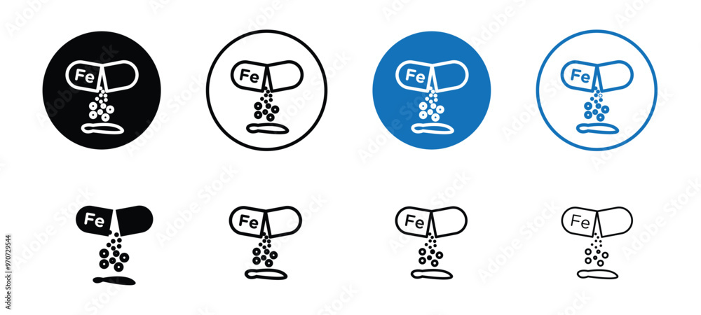 Fe Icon Block Minerap Fe icons set, black and white icons set isolated representing ...