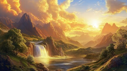 Wall Mural - stunning depiction of the biblical creation narrative showcasing divine mastery and splendor