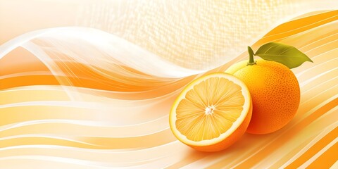 Sticker - Orange Fruit with Abstract Background