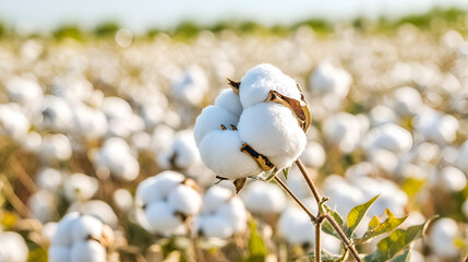 Poster - Cotton Plant Close-Up - Soft White Bolls in a Field