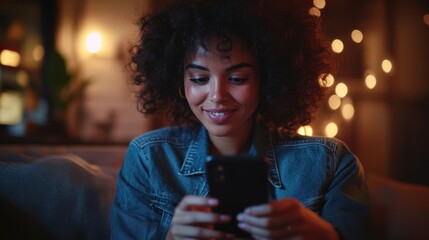 Wall Mural - The Woman with Smartphone Joy