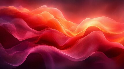 Canvas Print - Abstract waves of red and orange light