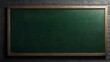 © Designpro - Empty blank school green board on black wall, wooden blackboard for education information study message reminder, old grunge classroom writing chalkboard
