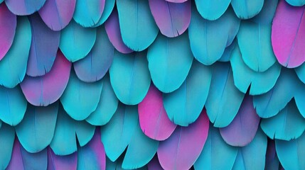 Wall Mural - abstract close-up of colorful pastel feathers in shades of pink, purple, and blue, creating a soft a