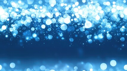 Abstract blue bokeh background with floating light particles and soft blur effects in a seamless pattern. Ideal for festive or magical designs.