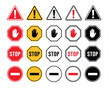 © Artoniumw - set road sign icon, Other Danger road, atention , stop and caution