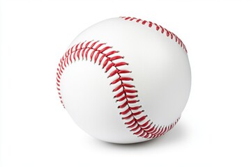 Close-up of a classic baseball, featuring red stitching and a pristine white surface, ideal for sports-themed projects.