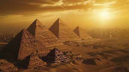 Wall Mural - Digital cameras allow the view of amazing Egypt pyramids 