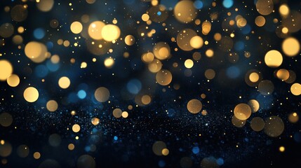 Poster - Golden and Blue Bokeh Background