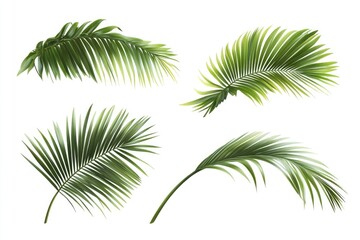 palm leaves isolated on white background