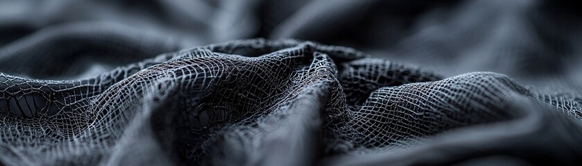 Poster - A close-up of the intricate lace and ribbon details of a Gothic Lolita dress, with a soft vignette and subtle Halloween elements like cobwebs in the background. Ample copy space is included.