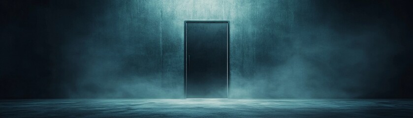 Poster - The gates of the Norse underworld, guarded by Hel, with ominous lighting and ancient symbols. The image offers a spacious design with copy space for Halloween promotions.