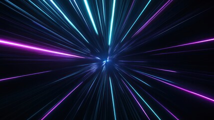 Fototapete - Abstract Neon Lights: Speed and Energy