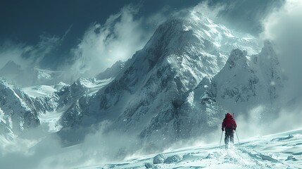 Poster - Majestic Mountain Peak in Winter Landscape